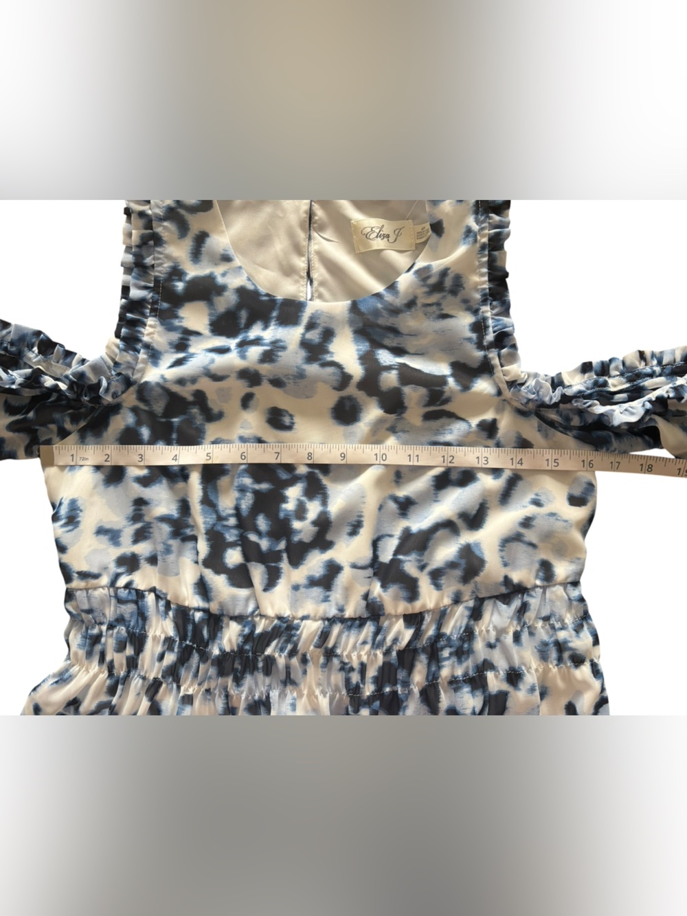 Eliza J Blue and White Cold-Shoulder Tie-Dye Mini Dress - Picture 7 of 10